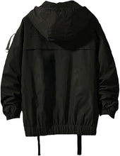 Load image into Gallery viewer, Men&#39;s Black Cargo Style Hooded Bomber Jacket