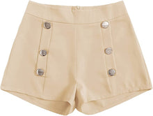 Load image into Gallery viewer, Summer Chic Gold Button High Khaki Waist Shorts