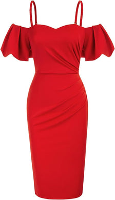 Red Holiday Party Sweetheart Cocktail Dress