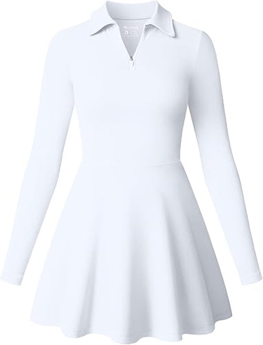 A Line White Zippered Mini Dress