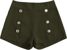 Load image into Gallery viewer, Summer Chic Gold Button High Plum Waist Shorts