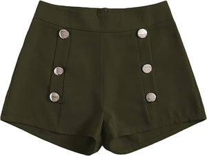 Summer Chic Gold Button High Plum Waist Shorts