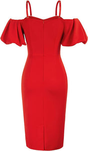 Red Holiday Party Sweetheart Cocktail Dress