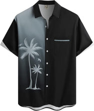 Load image into Gallery viewer, Men&#39;s Black Palm Tree Short Sleeve Shirt