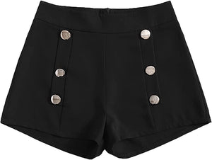 Summer Chic Gold Button High Plum Waist Shorts