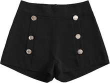 Load image into Gallery viewer, Summer Chic Gold Button High White Waist Shorts