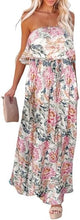 Load image into Gallery viewer, Boho Strapless Pink/Brown Floral Summer Maxi Dress