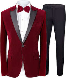 Men's Esquire Pink Velvet Long Sleeve Blazer & Pants Suit