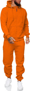 Men's Orange Long Sleeve Hoodie Long Sleeve 2pc Sweatsuit