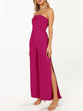 Load image into Gallery viewer, St. Thomas Pink Strapless Side Slit Jumpsuit
