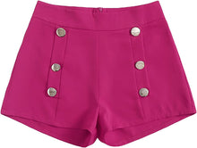 Load image into Gallery viewer, Summer Chic Gold Button High White Waist Shorts