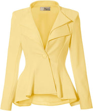 Load image into Gallery viewer, Business Chic Lavender Peplum Style Long Sleeve Lapel Blazer