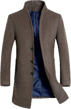 Load image into Gallery viewer, Men&#39;s Khaki Mid-Length Single Breasted Wool Blend Top Coat