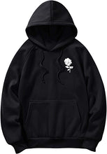 Load image into Gallery viewer, Men&#39;s Casual Drawstring White Rose Long Sleeve Hoodie