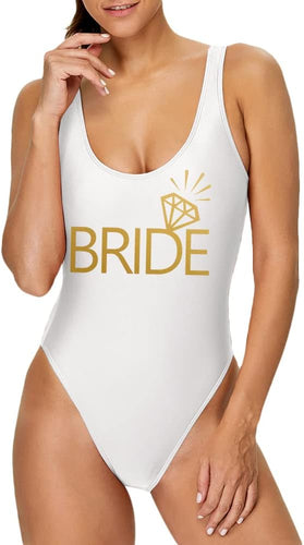 Bride Bachelorette White One Piece Swimsuit