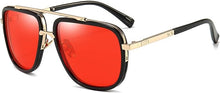 Load image into Gallery viewer, Men&#39;s Designer Red Lens Oversized Square Metal Bar Aviator Sunglasses