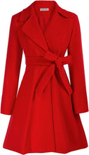 Load image into Gallery viewer, Sophisticated Red Long Sleeve Belted Trench Coat