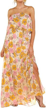 Load image into Gallery viewer, Boho Strapless Green/White Floral Summer Maxi Dress
