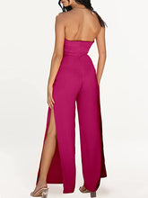 Load image into Gallery viewer, St. Thomas Black Strapless Side Slit Jumpsuit
