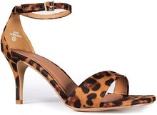 Load image into Gallery viewer, Leopard Print Ankle Strap Heels