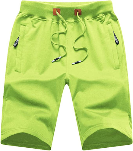 Men's Summer Style Lime Green Drawstring Shorts