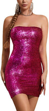 Load image into Gallery viewer, Red Sequin Strapless Mini Dress