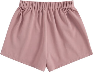 Summer Chic Gold Button High Khaki Waist Shorts