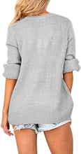 Load image into Gallery viewer, Chic Loose Fit Light Grey Long Sleeve Wrap Sweater