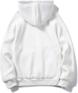 Men's Casual Drawstring White Rose Long Sleeve Hoodie