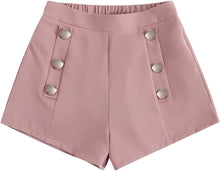 Load image into Gallery viewer, Summer Chic Gold Button High Plum Waist Shorts