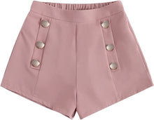 Load image into Gallery viewer, Summer Chic Gold Button High Khaki Waist Shorts