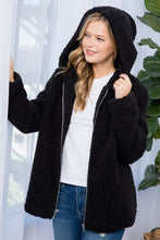 Load image into Gallery viewer, Sherpa Fur Black Hoodie Jacket