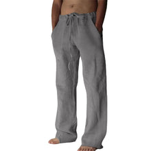 Load image into Gallery viewer, Men&#39;s Black Lightweight Linen Drawstring Pants