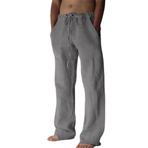 Men's Black Lightweight Linen Drawstring Pants