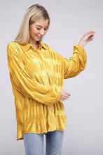 Load image into Gallery viewer, Wrinkle Effect Tiered Shirring Mustard Velvet Shirt