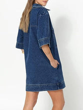 Load image into Gallery viewer, Dark Blue Denim Deep V Jean Mini Dress