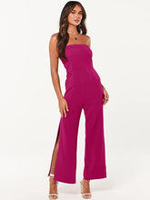 Load image into Gallery viewer, St. Thomas Black Strapless Side Slit Jumpsuit