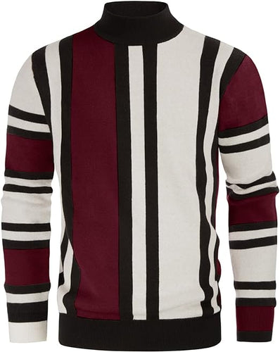 Men's Red/White Striped Vintage Long Sleeve Sweater