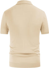 Load image into Gallery viewer, Men&#39;s Beige/Brown Knit Golf Style Striped Short Sleeve Shirt