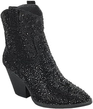 Load image into Gallery viewer, Rhinestone Studded Sequin Black Rhinestone Ankle Boots