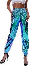 Load image into Gallery viewer, Metallic Silver Elastic Jogger Pants