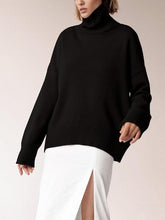 Load image into Gallery viewer, Fashionable Black Turtleneck Style Long Sleeve Sweater