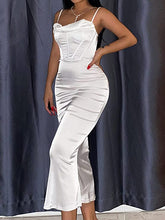 Load image into Gallery viewer, French Style White Corset Draped Satin Sleeveless Dress