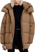 Load image into Gallery viewer, Trendy Cream Quilted Puffer Mid-Length Warm Winter Heavyweight Coat