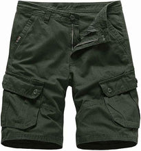 Load image into Gallery viewer, Men&#39;s Multi-Pocket Cargo Army Green Shorts