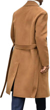 Load image into Gallery viewer, Men&#39;s Italia Belted Long Sleeve Camel Winter Pea Coat