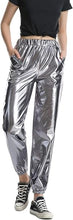 Load image into Gallery viewer, Metallic Silver Elastic Jogger Pants