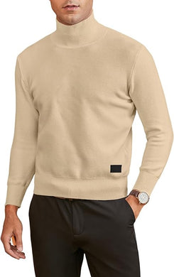 Men's Soft Knit Beige Stylish Turtleneck Sweater