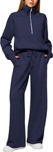 Load image into Gallery viewer, Comfy Knit Light Blue Half Zip Long Sleeve Sweatsuit Pull Over &amp; Pants Set