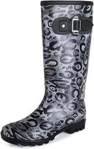 Water Resistant Black Leopard Stylish Rain Boots Water Shoes